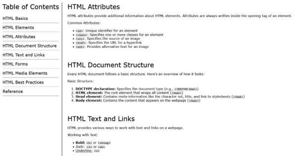 HTML Technical Documentation Page